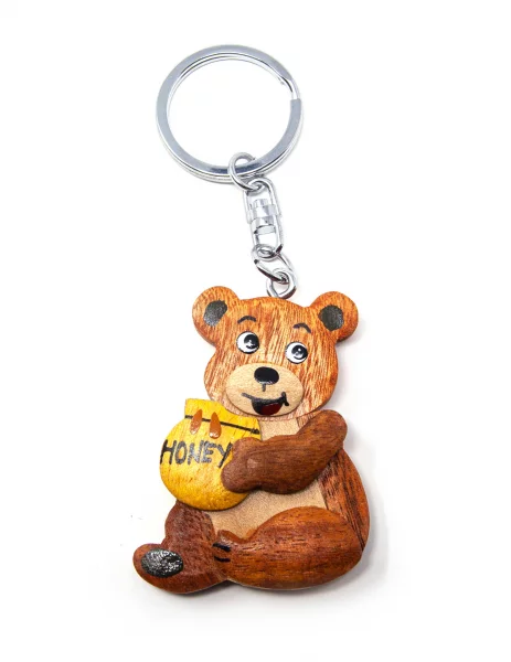 Schlüsselanhänger aus Holz - Bär mit...