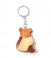 Schlüsselanhänger aus Holz - Bär mit Honigtopf