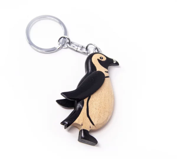 Schlüsselanhänger aus Holz - Brillenpinguin