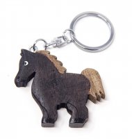 Schlüsselanhänger aus Holz - Pferd schwarz