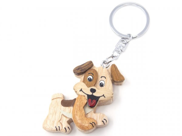 Schlüsselanhänger aus Holz - Hundewelpe